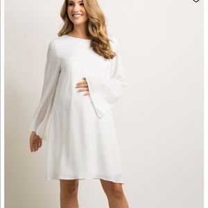 Ivory chiffon bell sleeve maternity dress